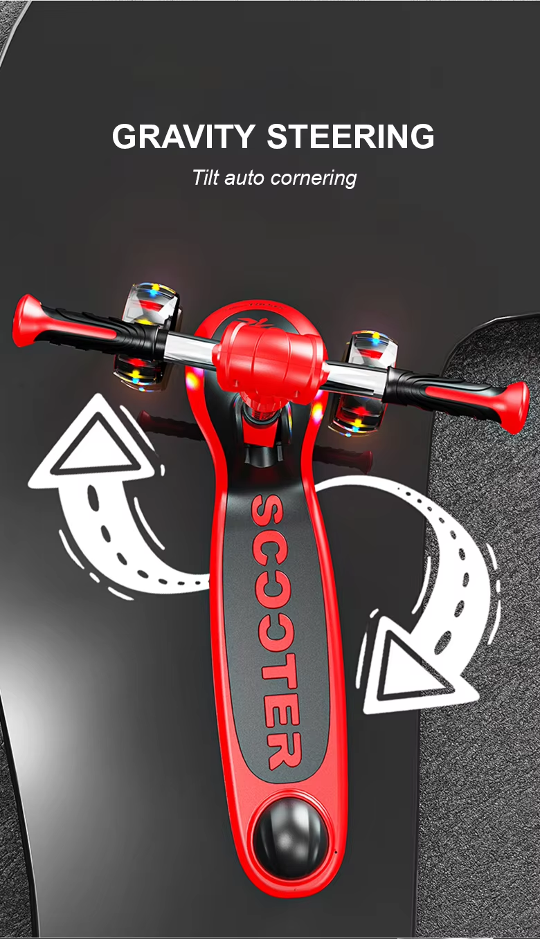 Children'S Scooter Kids 3 Wheels 3-18 Years Toddler Scooty 3 Pu Led Wheels