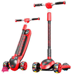 Children'S Scooter Kids 3 Wheels 3-18 Years Toddler Scooty 3 Pu Led Wheels