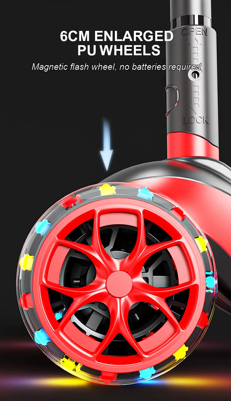 Children'S Scooter Kids 3 Wheels 3-18 Years Toddler Scooty 3 Pu Led Wheels