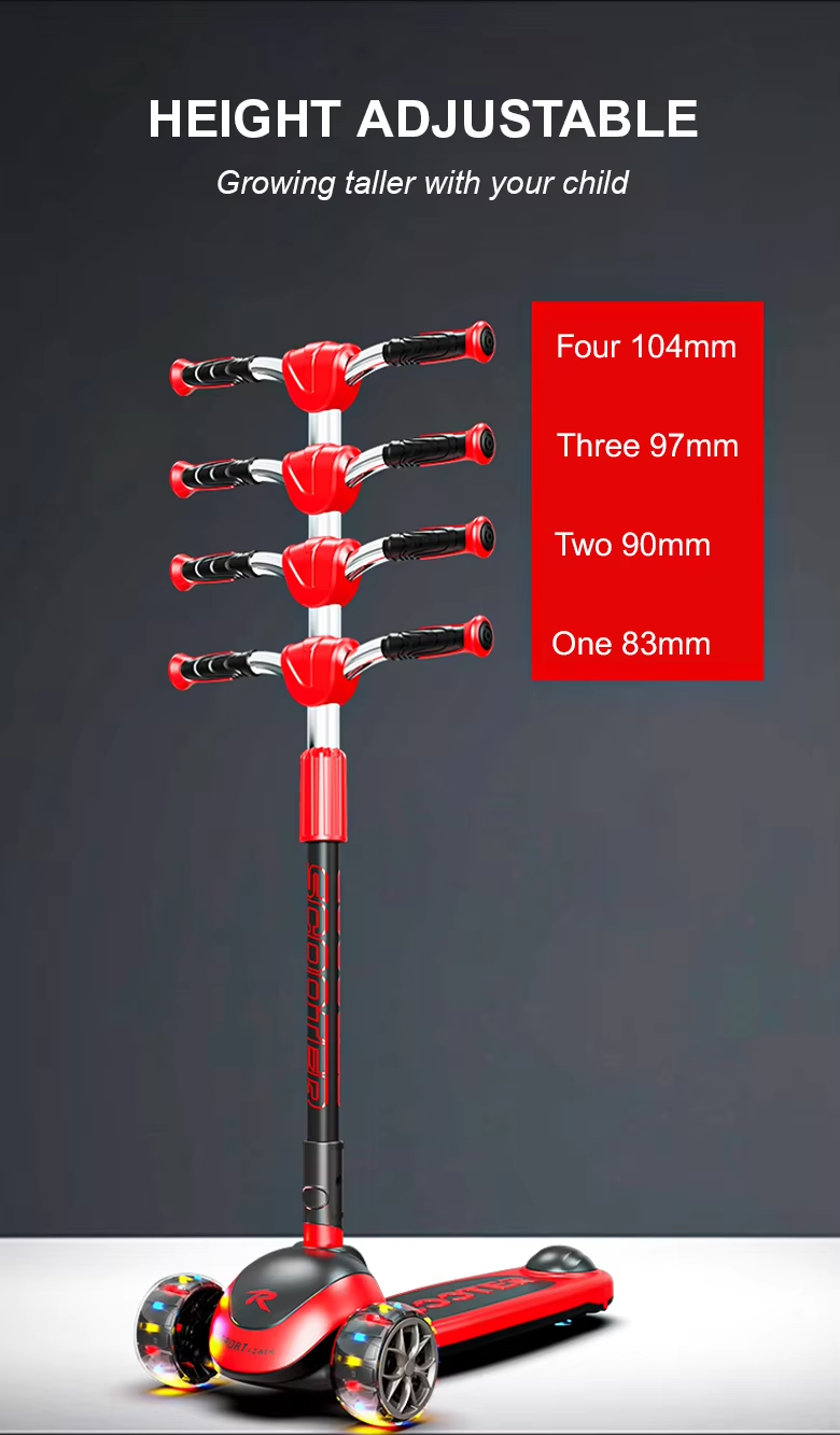 Children'S Scooter Kids 3 Wheels 3-18 Years Toddler Scooty 3 Pu Led Wheels