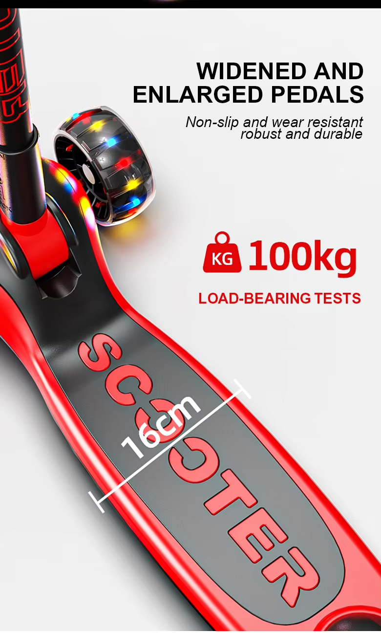 Children'S Scooter Kids 3 Wheels 3-18 Years Toddler Scooty 3 Pu Led Wheels