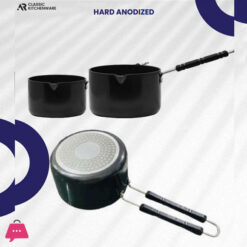 Classic Indian Hard Anodized Saucepan Steamer Pot With Handle Induction Safe Set Of 2