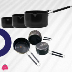 Classic Indian Hard Anodized Saucepan Steamer Pot With Handle Set Of 3