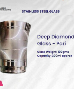 Classic Kitchenware Indian Stainless Steel Deep Diamond Pari Glass 300ML 1-Pcs