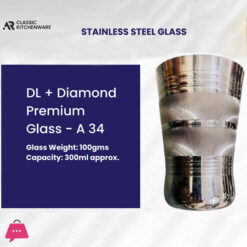 Classic Kitchenware Indian Stainless Steel Diamond Premium Glass  300ML 1-Pcs