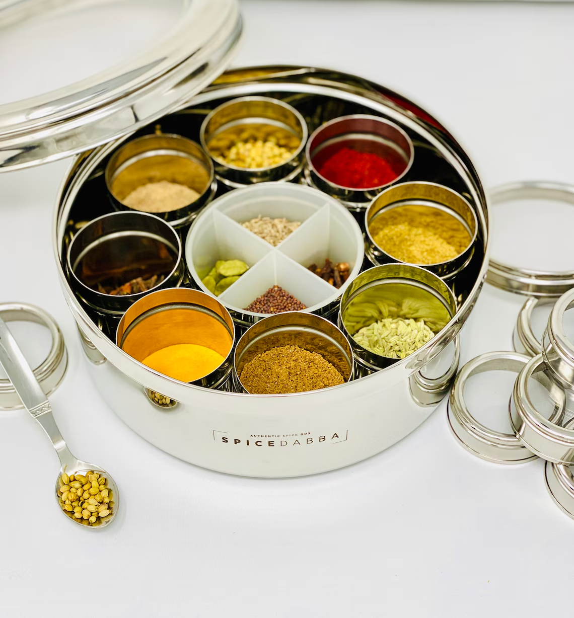 Classic Kitchenware Stainless Steel Indian Masala Box 12 In 1