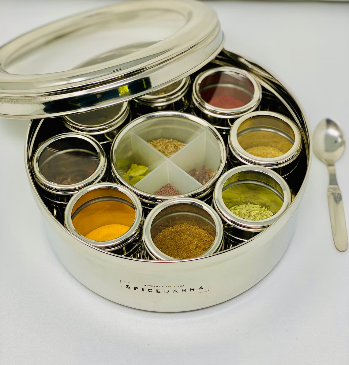 Classic Kitchenware Stainless Steel Indian Masala Box 12 In 1