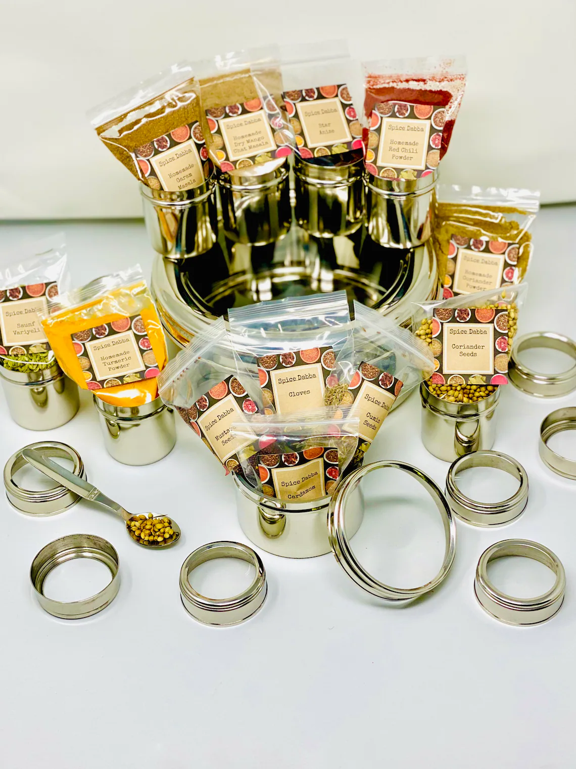 Classic Kitchenware Stainless Steel Indian Masala Box 12 In 1
