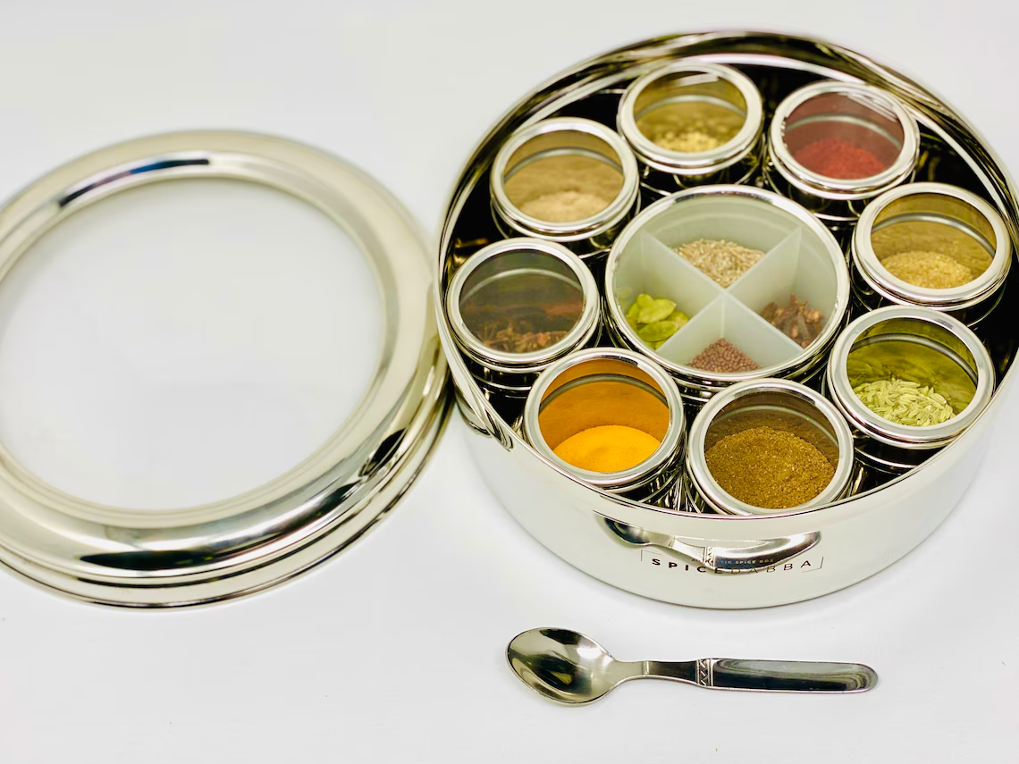 Classic Kitchenware Stainless Steel Indian Masala Box 12 In 1