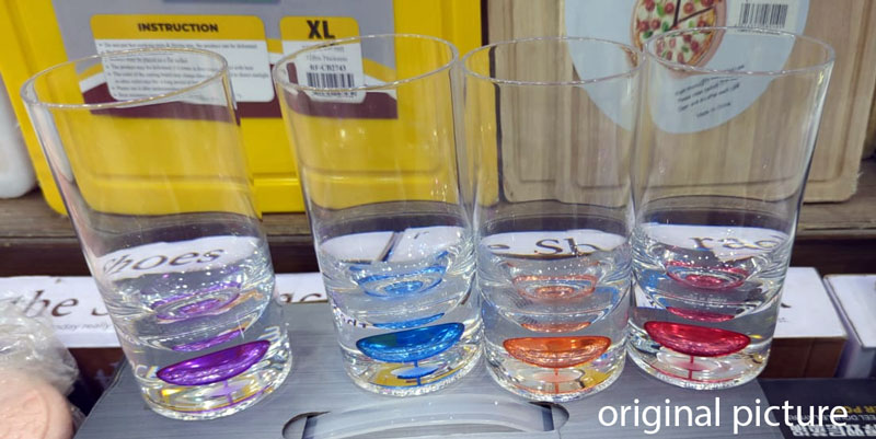 Clear Acrylic Plastic Teardrop Drinking Glass With Heavy Colored Base Tumbler Set Of 6