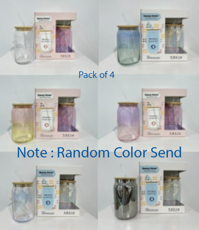 Danny Home Drinking Glass With Straw 4 X 480Ml 8 Danny Home Drinking Glass With Straw 4 X 480Ml