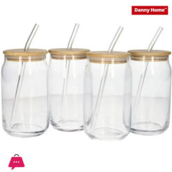 Danny Home Drinking Glass With Straw 4 X 480Ml 6 Danny Home Drinking Glass With Straw 4 X 480Ml