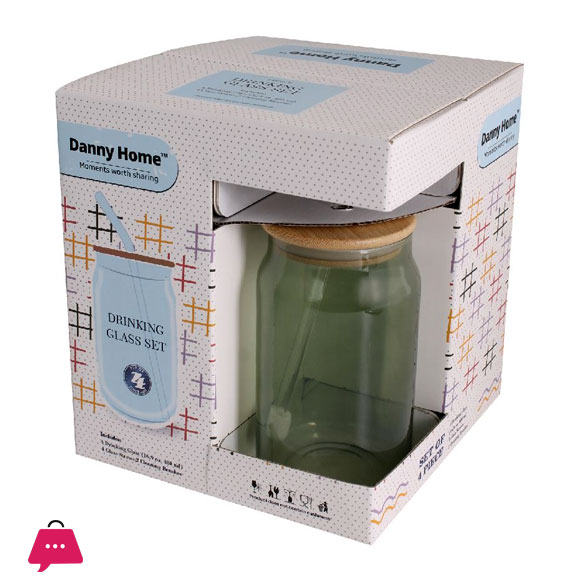 Danny Home Drinking Glass With Straw 4 X 480Ml 5 Danny Home Drinking Glass With Straw 4 X 480Ml - Image 3