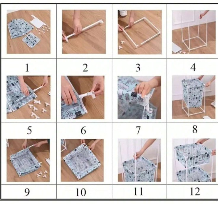 Double Layer Printing Hamper Laundry Sorting Basket Storage