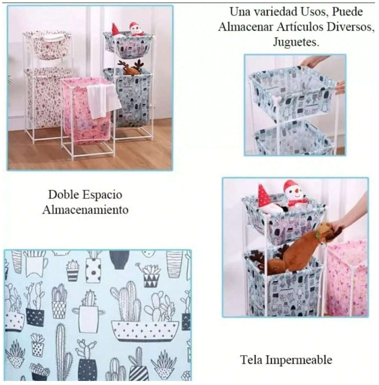 Double Layer Printing Hamper Laundry Sorting Basket Storage