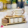 Dounts Porcelain Tea Set On A Wooden Stand 16-Piece