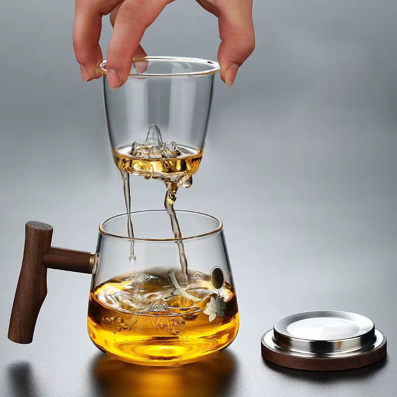 Luxury Glass Filter Kawa Teacup Office Exquisite Tea Cups Heat Resistant Infuser Teaware - 450Ml