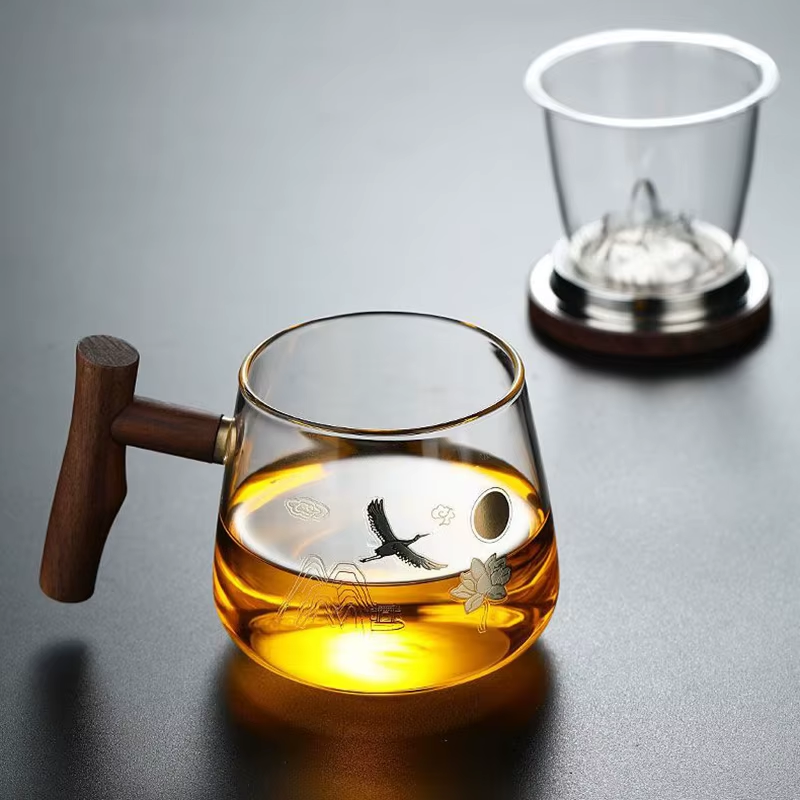 Luxury Glass Filter Kawa Teacup Office Exquisite Tea Cups Heat Resistant Infuser Teaware - 450Ml