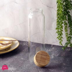 Glass Cylinder Bottle With Wooden Lid