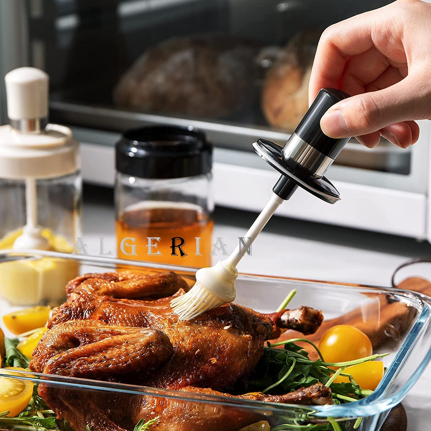 Glass Jar With Oil Brush Bottle Jar 250Ml