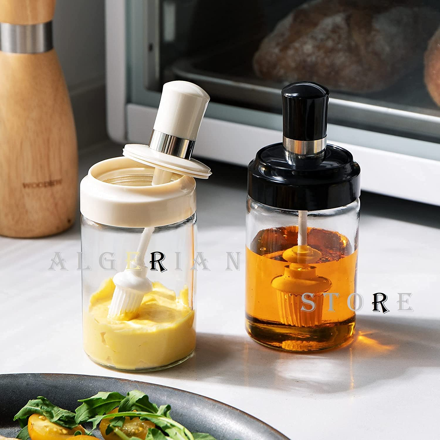 Glass Jar With Oil Brush Bottle Jar 250Ml