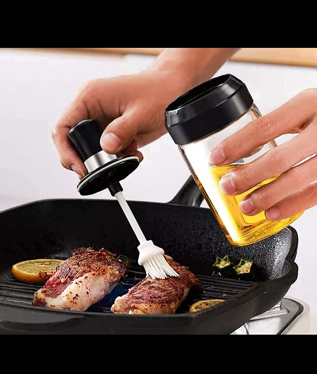 Glass Jar With Oil Brush Bottle Jar 250Ml