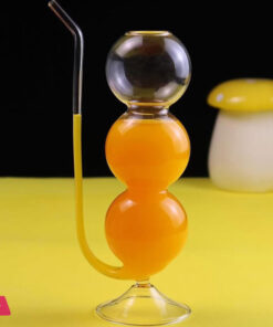 Hand Blown Bubble Glass Cocktail Flute With Straw Multi-Purpose Water Glass 1Pc 350Ml - Image 2