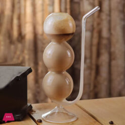 Hand Blown Bubble Glass Cocktail Flute with Straw Multi-Purpose Water Glass 1pc 350ML