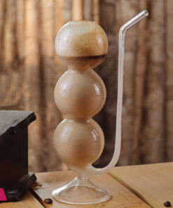 Hand Blown Bubble Glass Cocktail Flute with Straw Multi-Purpose Water Glass 1pc 350ML