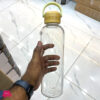 High Borosilicate Glass Water Bottle, With Wooden Lid, Suitable For Outdoor Sports, Fitness, Travel 1000Ml