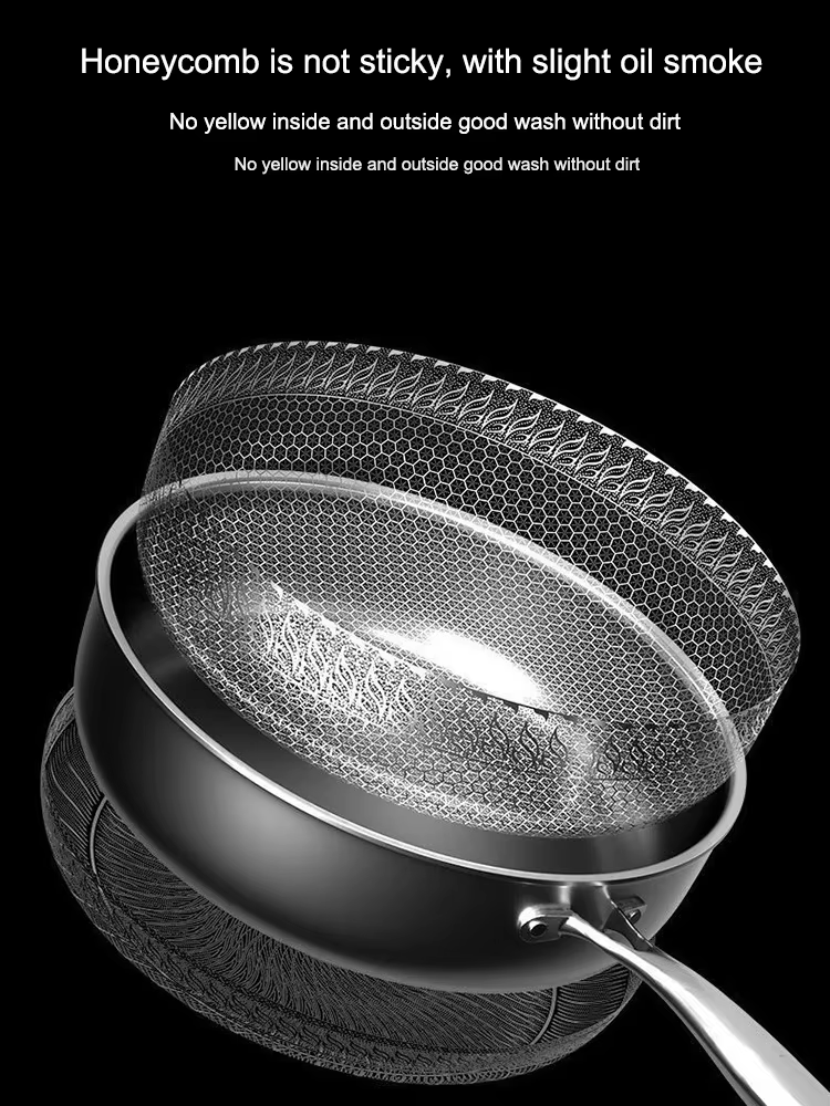 Honeycomb Laser Coated Stainless Steel Frying Pan Non-Stick Omelet Pan - 28Cm