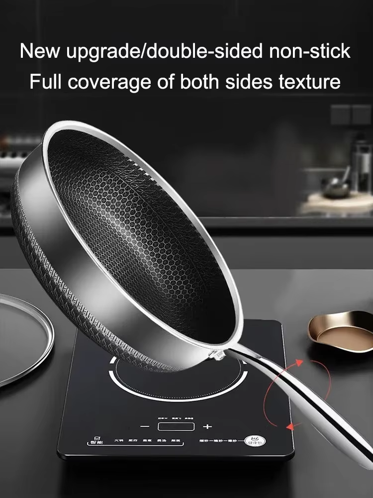 Honeycomb Laser Coated Stainless Steel Frying Pan Non-Stick Omelet Pan - 28Cm