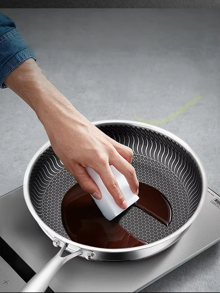 Honeycomb Laser Coated Stainless Steel Frying Pan Non-Stick Omelet Pan - 28Cm