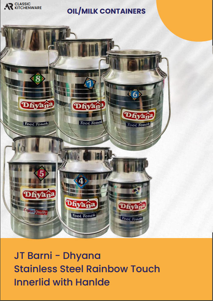 Indian Can Stainless Steel Oil Milk Containers Size 7 Ltr