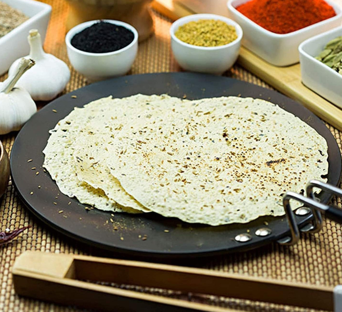 Indian Imported Hard Anodized Non Stick Tawa Roti Maker Paratha Pan - 12 Inches 4Mm