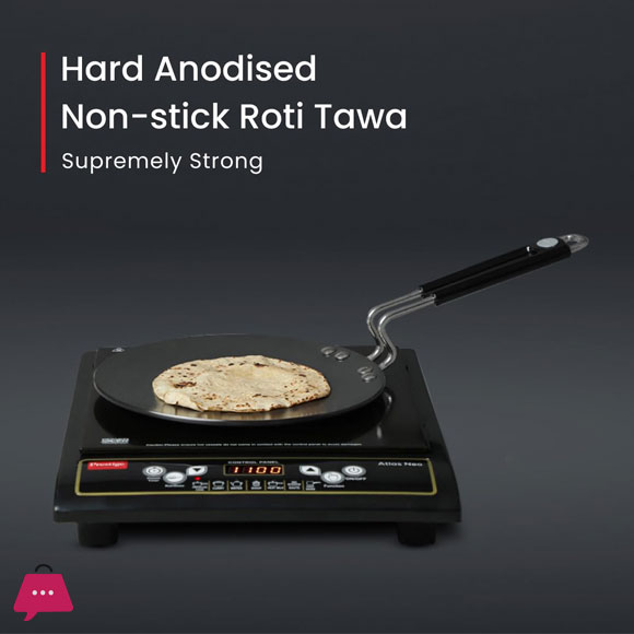 Indian Imported Hard Anodized Non Stick Tawa Roti Maker Paratha Pan - Induction Base - 12 Inches 4Mm 4 Indian Imported Hard Anodized Non Stick Tawa Roti Maker Paratha Pan - Induction Base - 12 Inches 4Mm - Image 2
