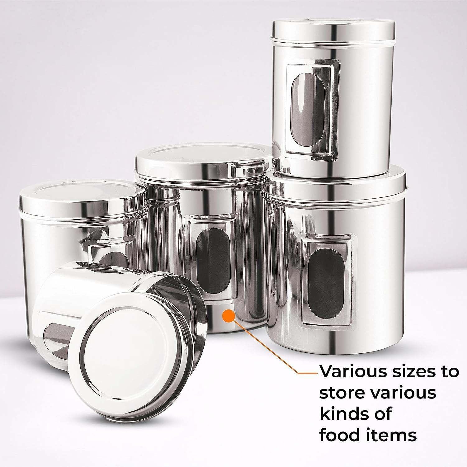 Indian Stainless Steel Aarpar Dabba Set - See Thru Food Containers 7X11 - Set Of 5