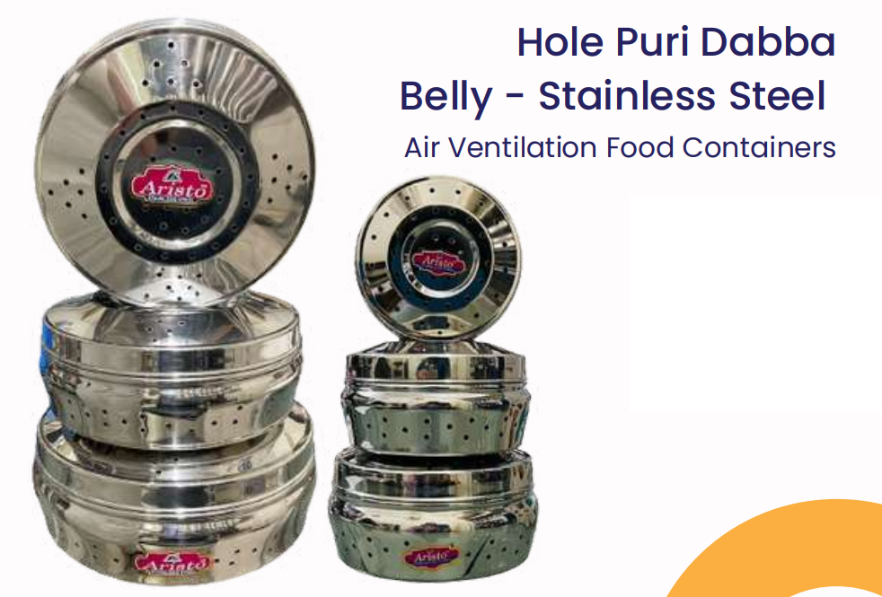 Indian Stainless Steel Hole Puri Dabba Belly - Air Ventilation Food Containers Set Of 3