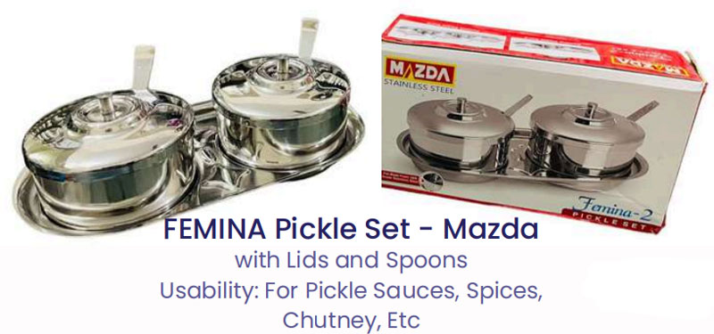 Indian Stainless Steel Mazda Femida Pickle Set Of 2 4 Indian Stainless Steel Mazda Femida Pickle Set Of 2