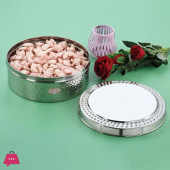 Indian Steel Puri Dabba Set Hammered Design Beautiful Perfect For Chapati - 3Pcs