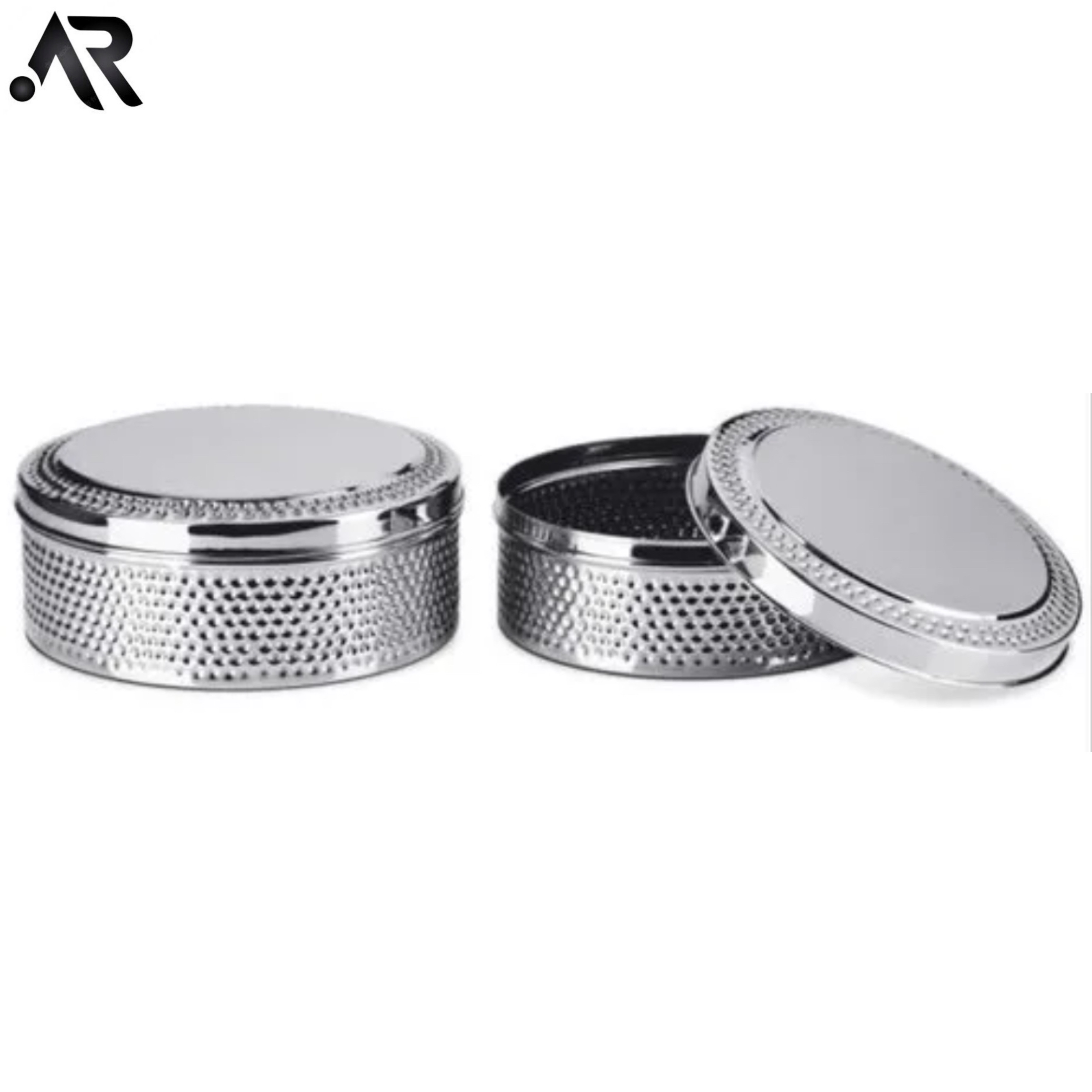 Indian Steel Puri Dabba Set Hammered Design Beautiful Perfect For Chapati - 3Pcs