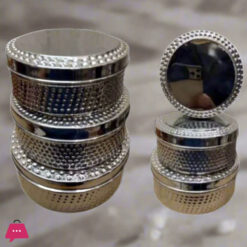 Indian Steel Puri Dabba Set Hammered Design Beautiful Perfect For Chapati - 3Pcs