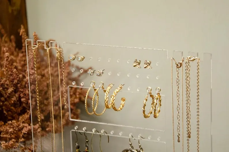 Jewellery Stand Necklaces And Earrings Organizer Clear Acrylic Earring Organizer Jewelry Display Bracelet Organizer