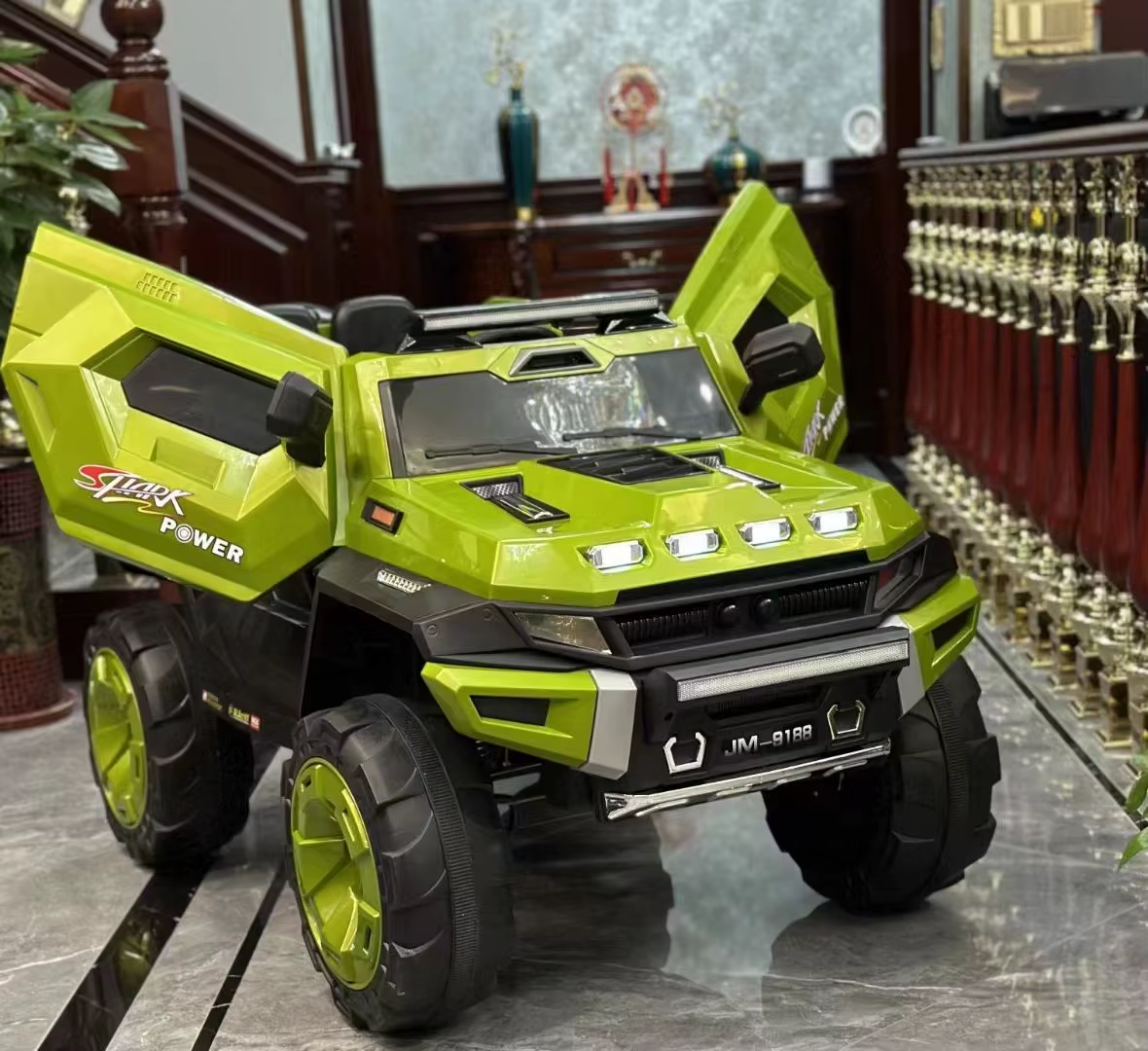 Kids Ride On Electric Monster Jeep Upside Open Doors Jm-9188