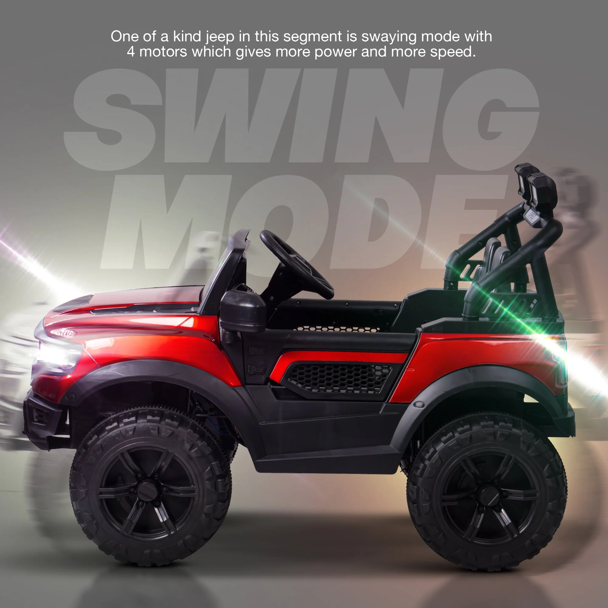 Kids Run 4X4 Kids Battery Operated Jeep For Kids With Rgb Light &Amp; Music