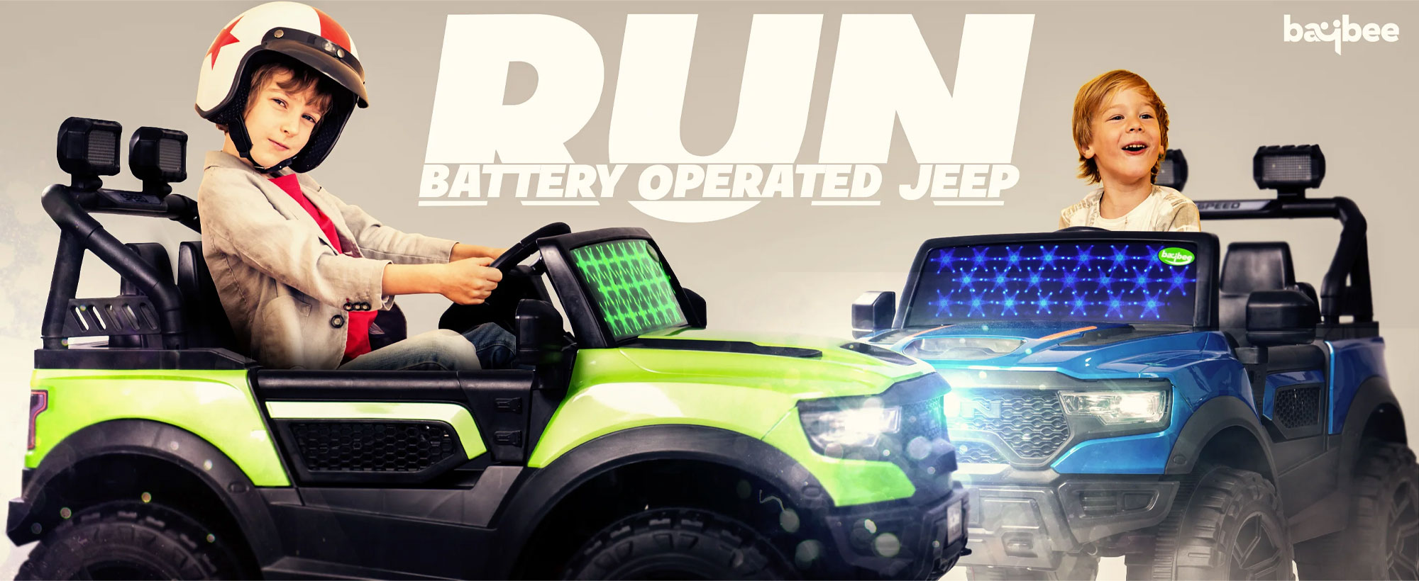 Kids Run 4X4 Kids Battery Operated Jeep For Kids With Rgb Light &Amp; Music