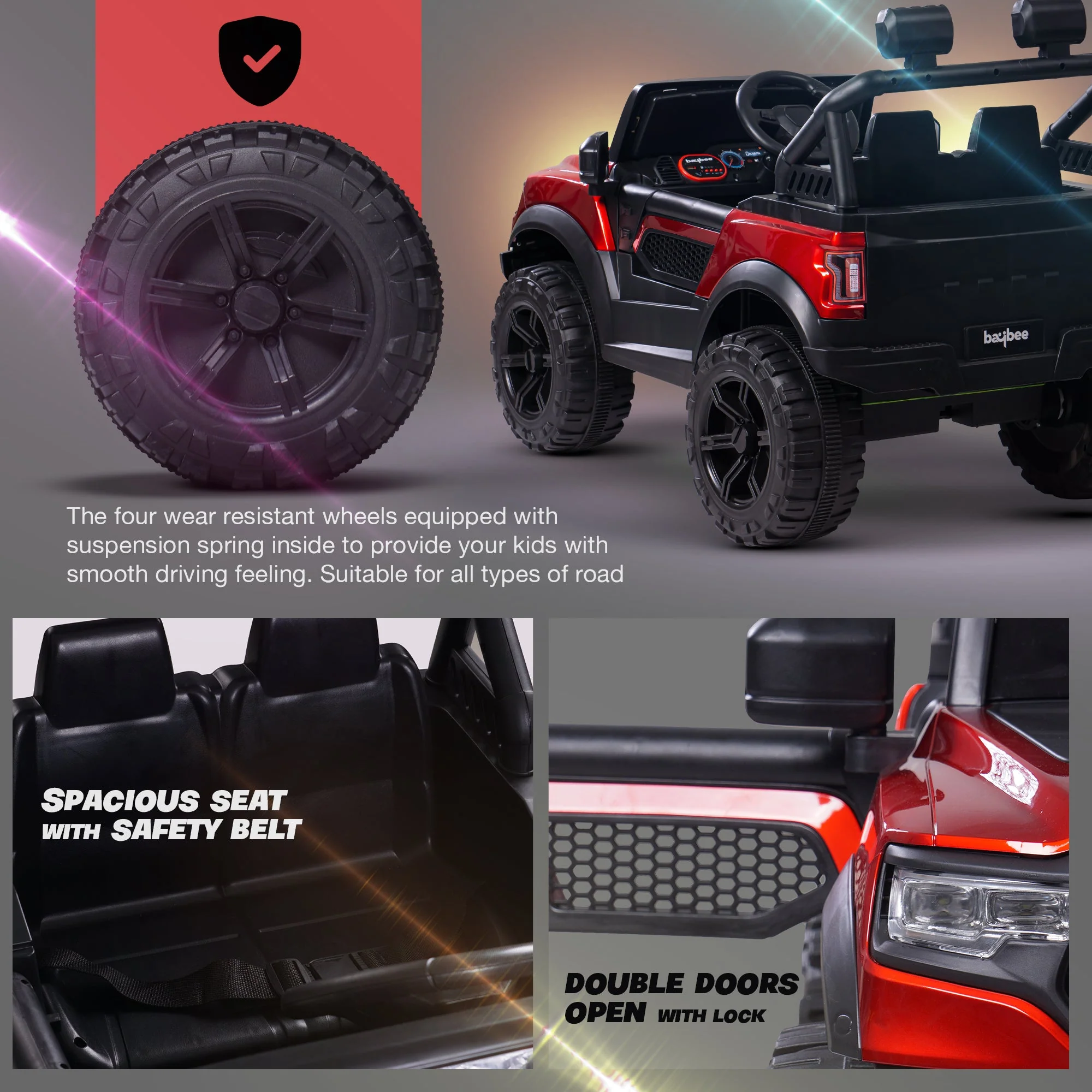 Kids Run 4X4 Kids Battery Operated Jeep For Kids With Rgb Light &Amp; Music