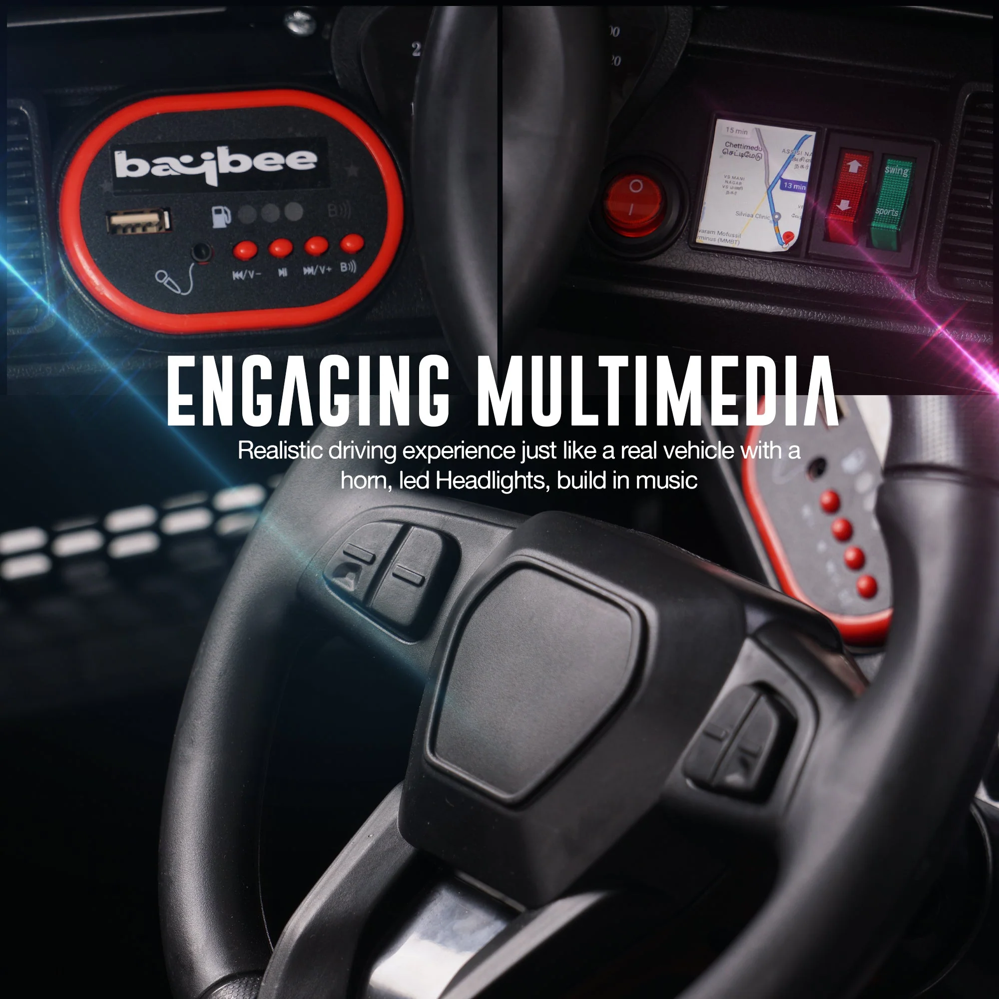 Kids Run 4X4 Kids Battery Operated Jeep For Kids With Rgb Light &Amp; Music