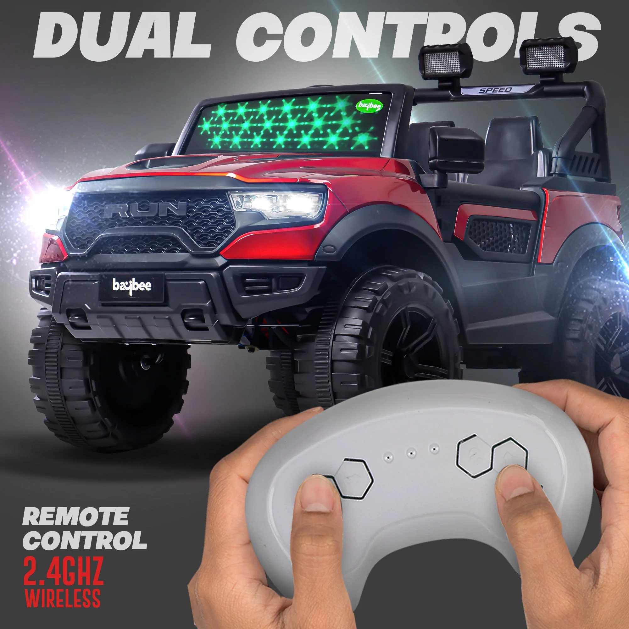 Kids Run 4X4 Kids Battery Operated Jeep For Kids With Rgb Light &Amp; Music