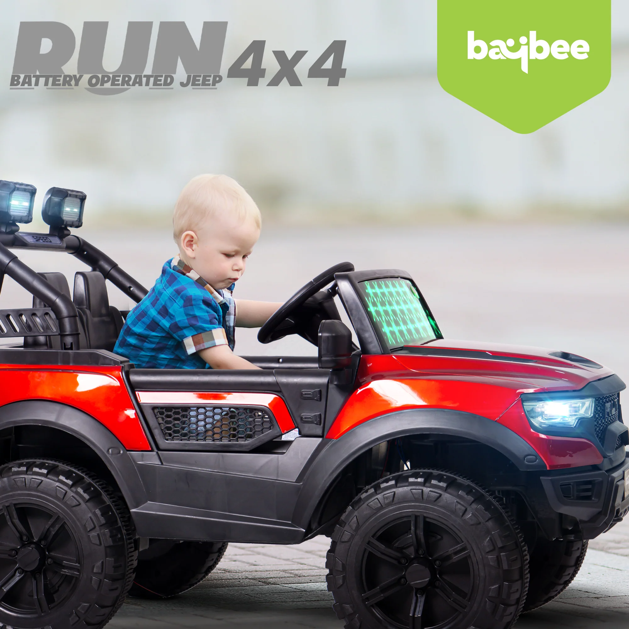 Kids Run 4X4 Kids Battery Operated Jeep For Kids With Rgb Light &Amp; Music